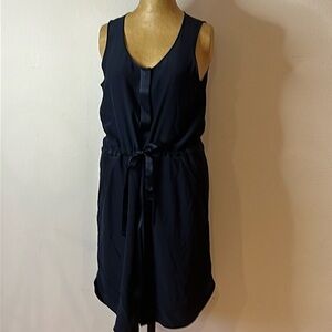 Rag & Bone sz 4 silk dress waist tie deep navy almost black great pre owned cond